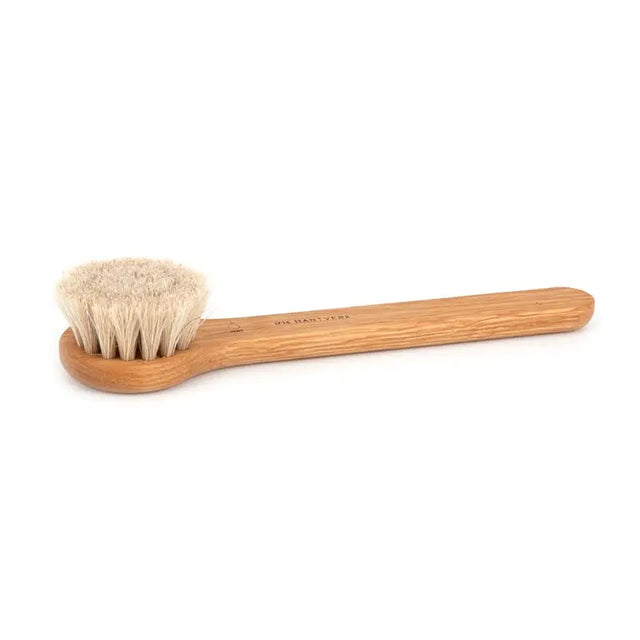 Cepillo facial Iris Hantverk de madera y cerdas naturales para limpieza en seco o húmedo. Wetbrush-Gesichtsbürste